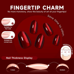 HOSAILY glossy burgundy glitter nails for party-ready glamour.