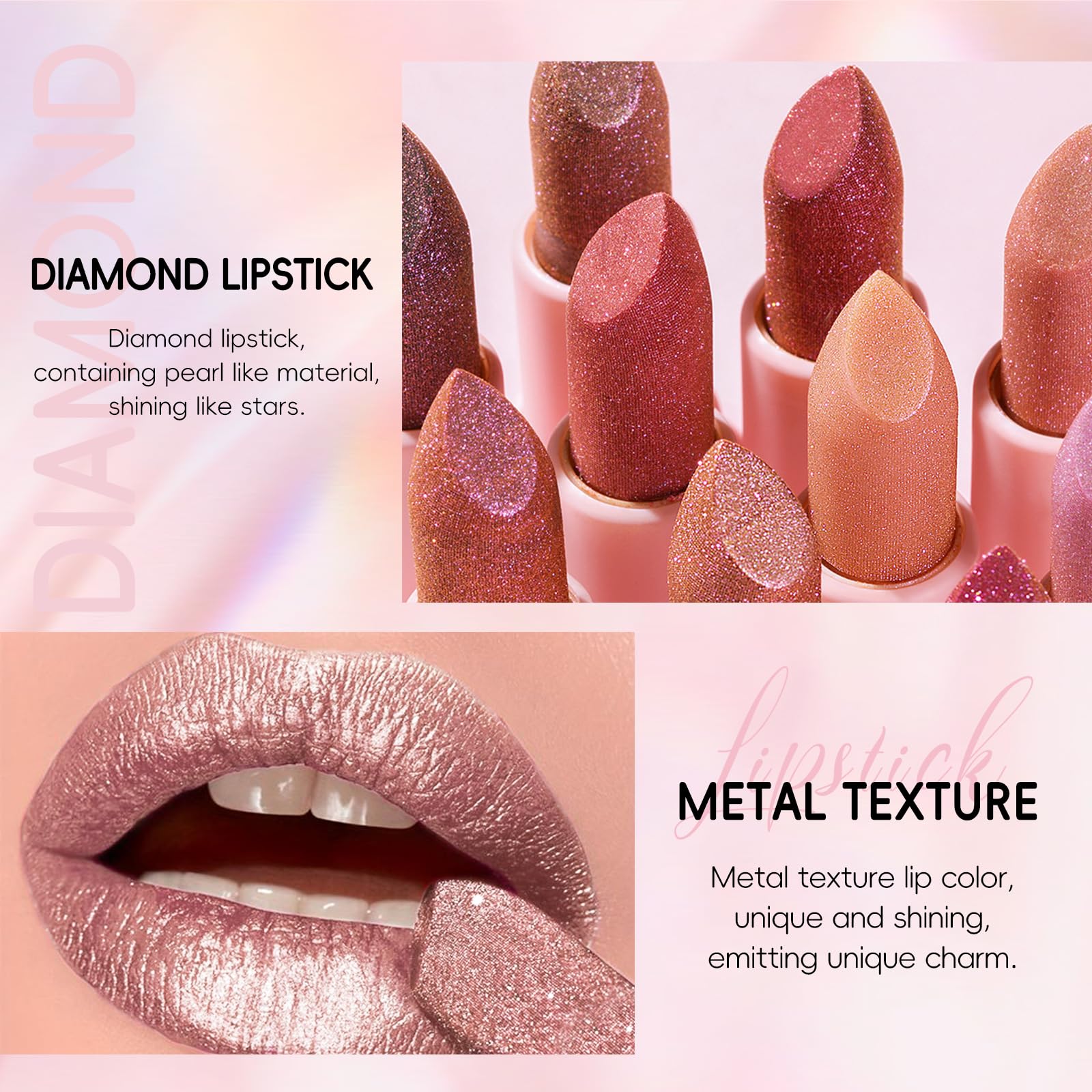 HOSAILY high-pigmentation lipstick provides full coverage with a lightweight metallic shine.