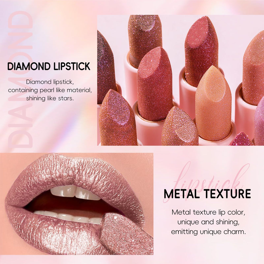 HOSAILY high-pigmentation lipstick provides full coverage with a lightweight metallic shine.