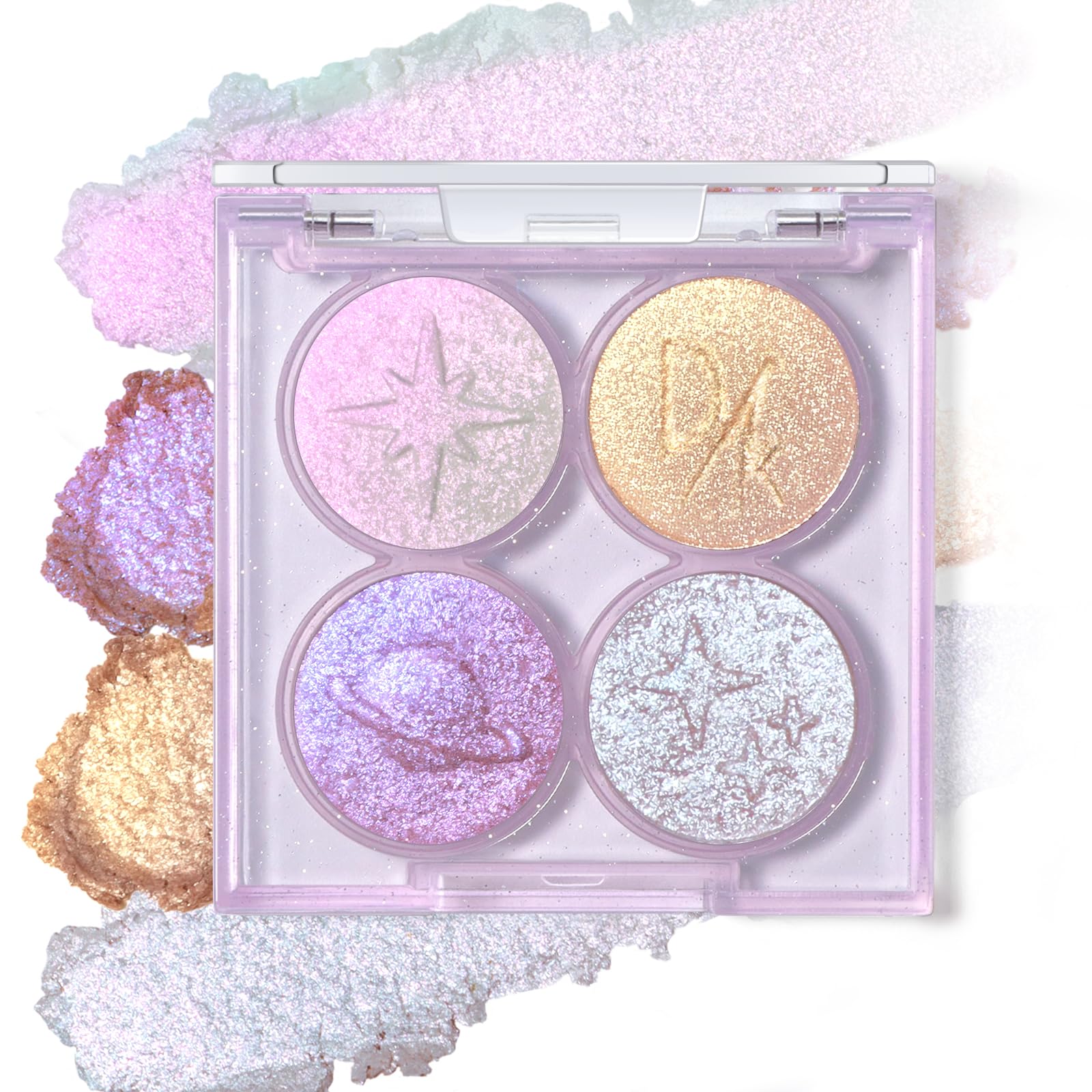 HOSAILY holographic duochrome eyeshadow palette close-up showing iridescent shimmer for eye drama