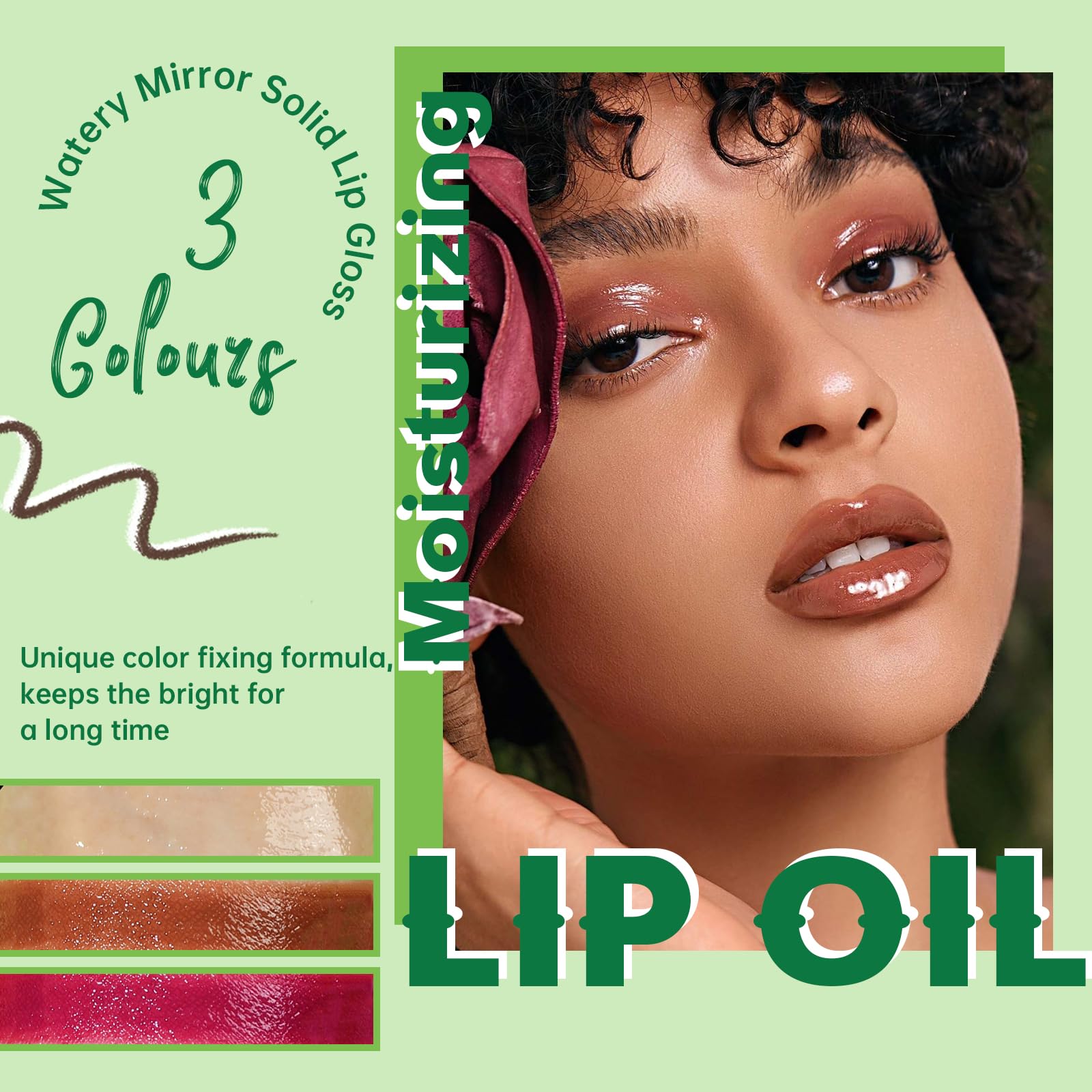 HOSAILY jelly lipstick three colors swatch displaying vibrant pigmentation.