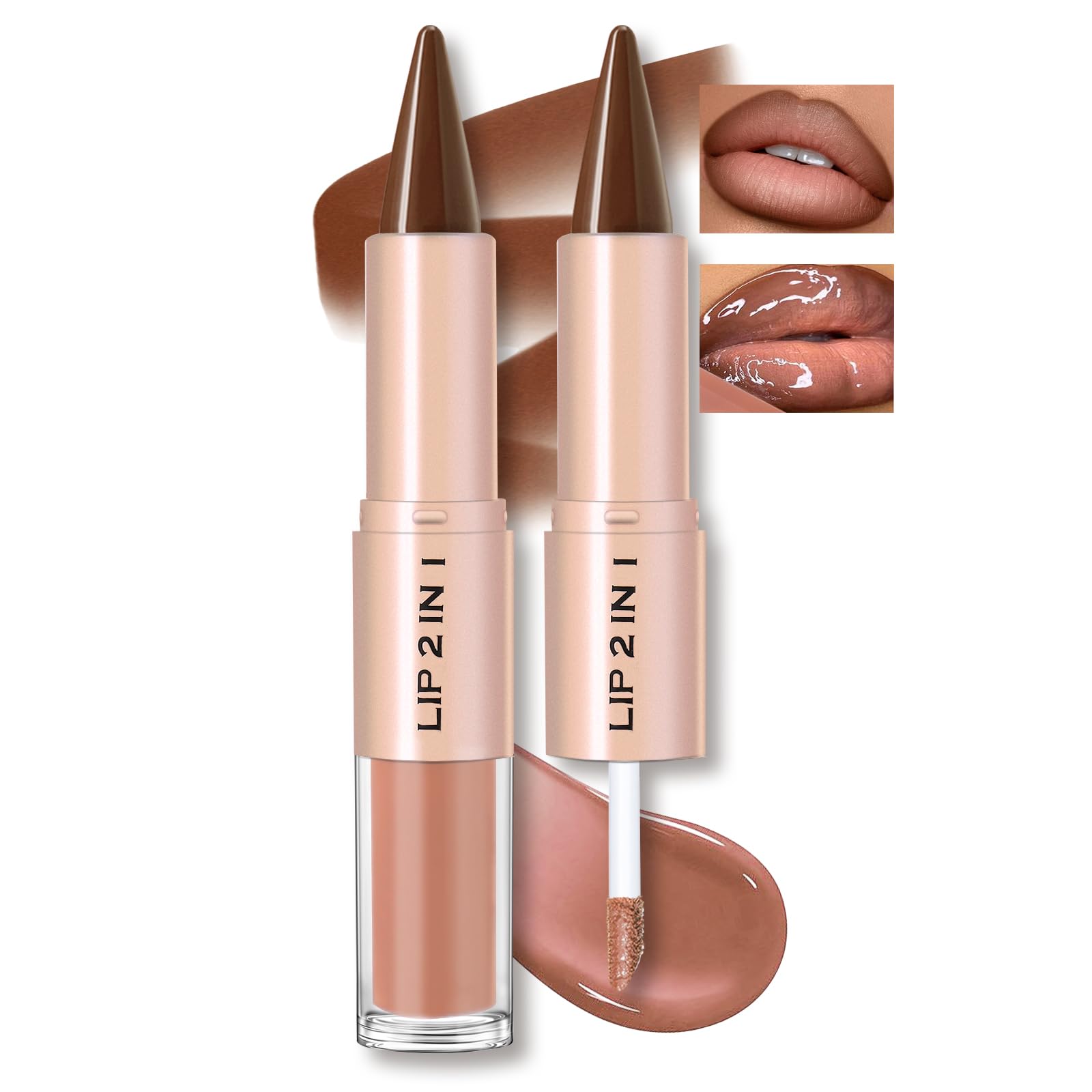 HOSAILY Lip liner gloss duo compact for on-the-go lip makeup with dual-ended design.