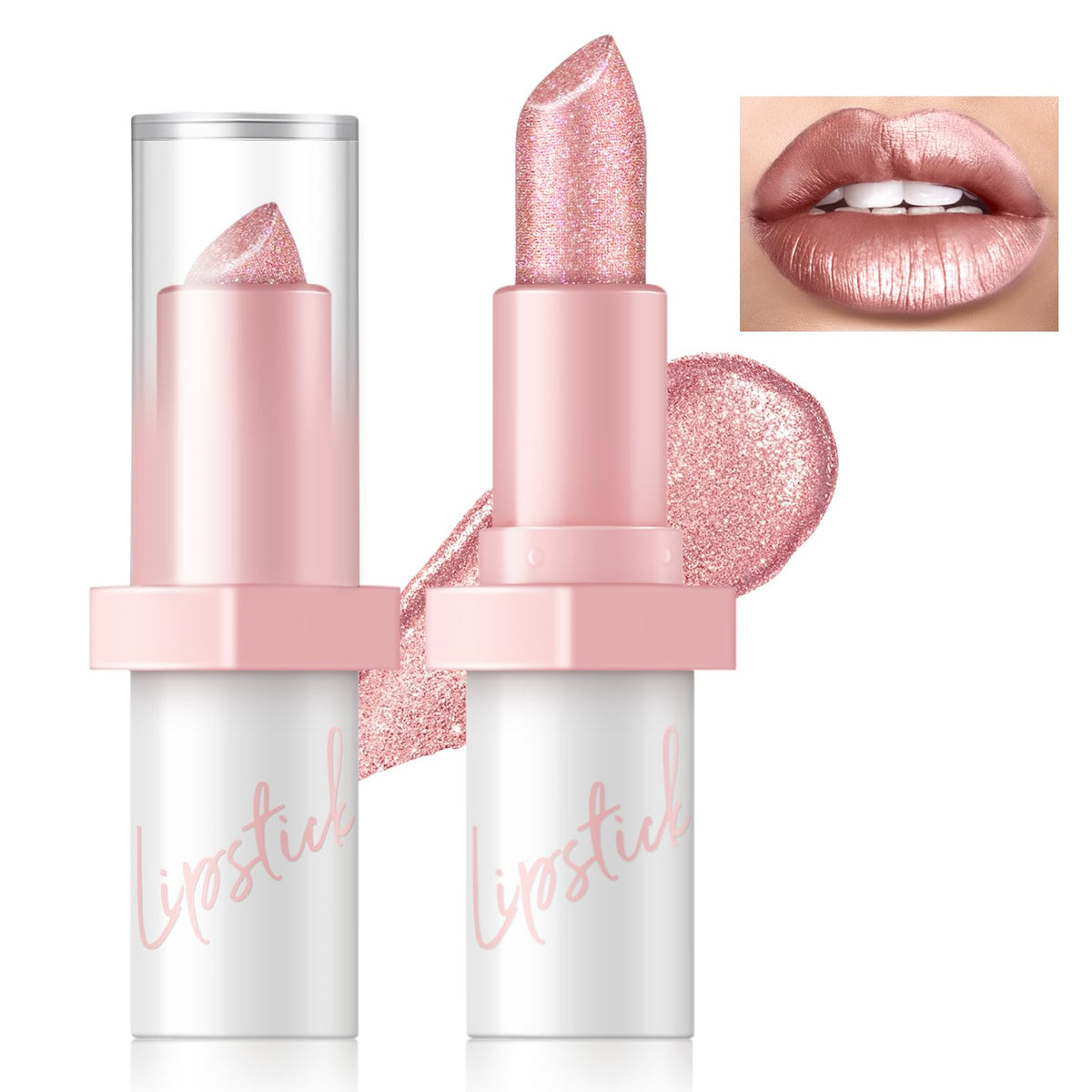 HOSAILY metallic brown lipstick close-up showing long-lasting color and shimmer.