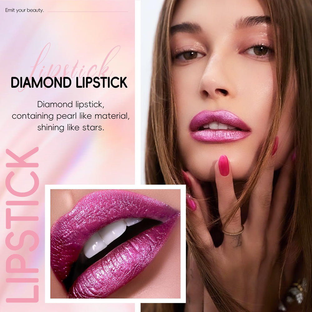 HOSAILY metallic hot pink lip swatch with glitter for vibrant color