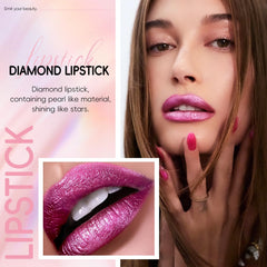 HOSAILY metallic hot pink lip swatch with glitter for vibrant color