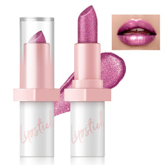 HOSAILY metallic hot pink lipstick tube close-up showing smooth application