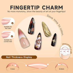 HOSAILY mirror metallic gold leopard design nails add glamorous texture for special occasions.