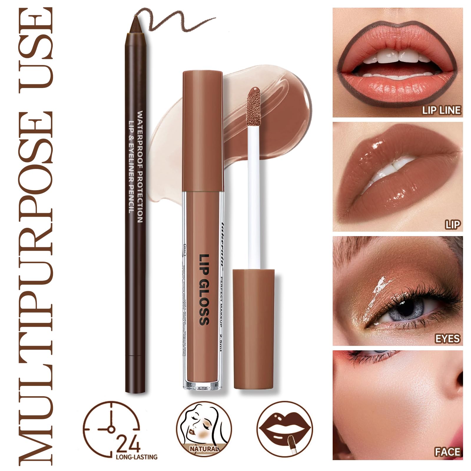 HOSAILY nude shade lip gloss delivers a soft glow.