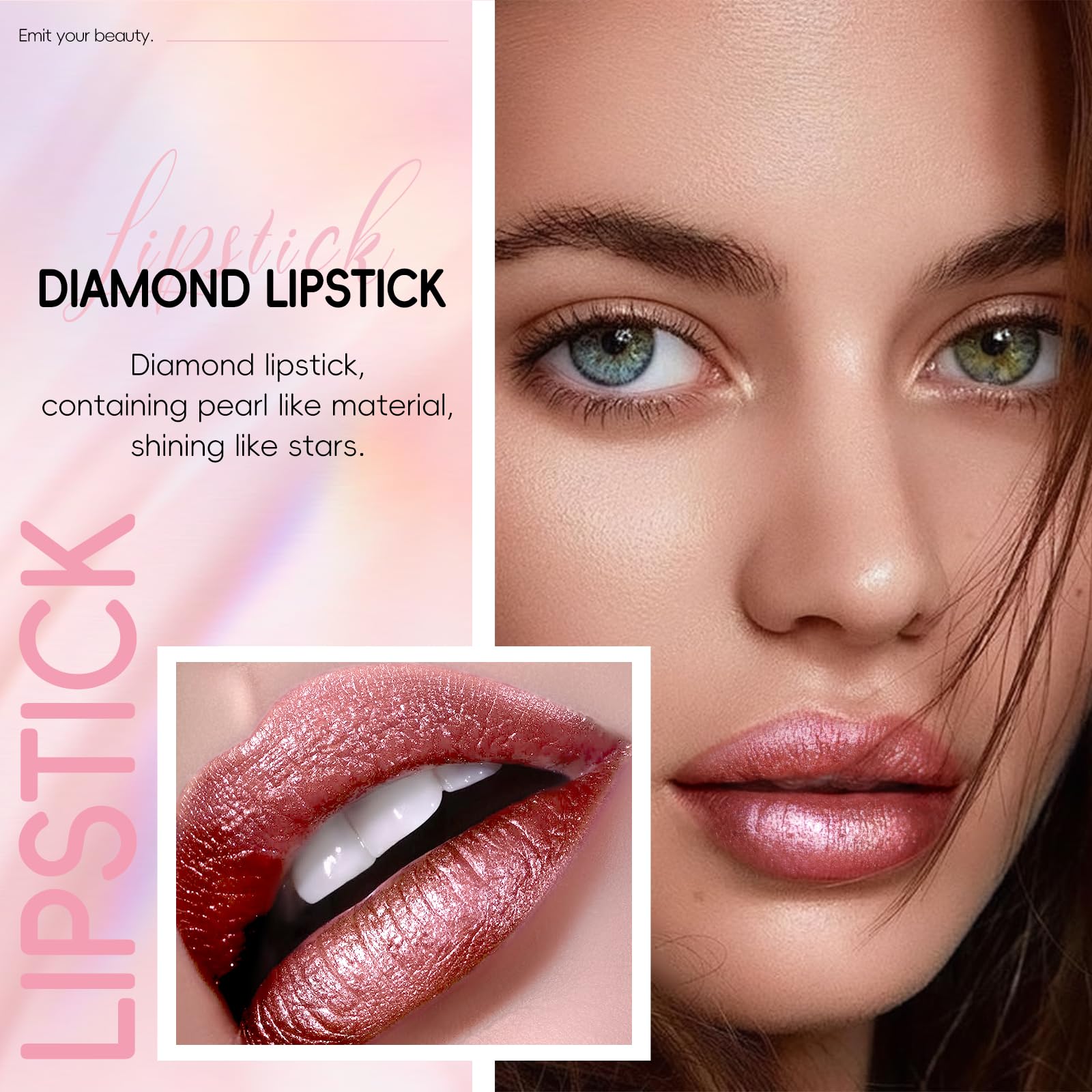 HOSAILY rose red lipstick swatch highlighting high-shine.