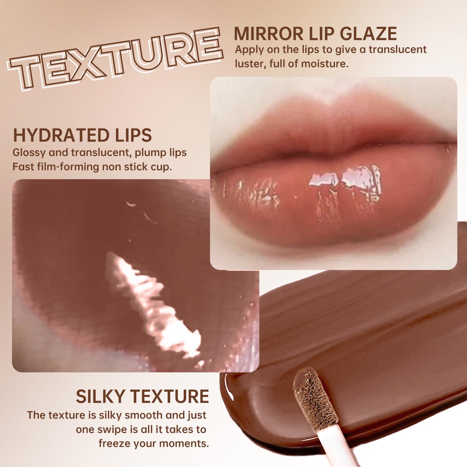 HOSAILY silk-smooth lip gloss texture for effortless, comfortable wear.