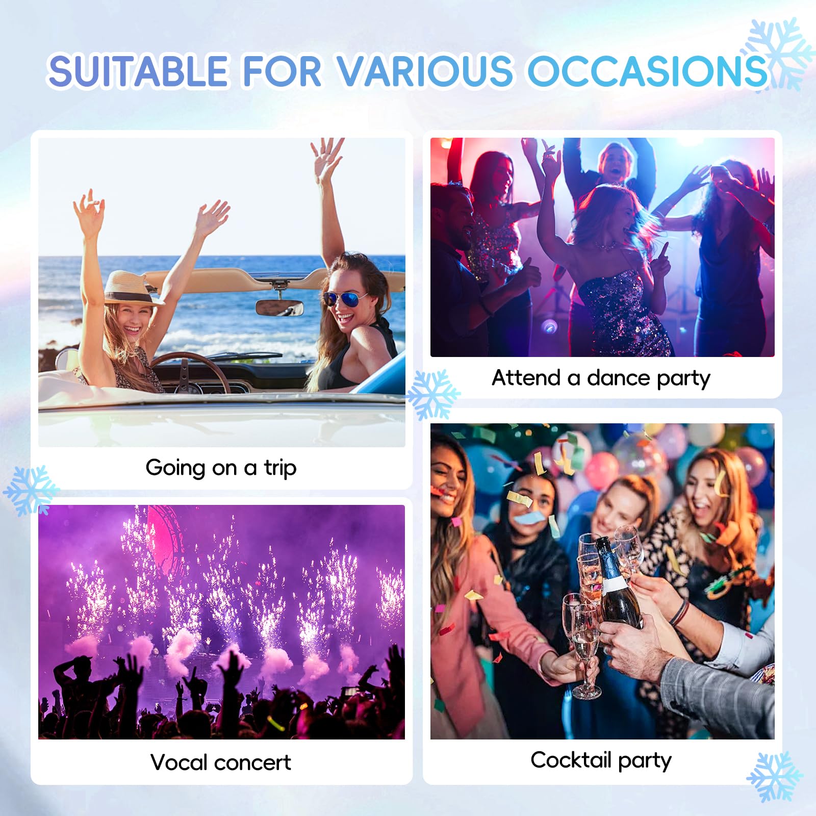 HOSAILY Snowflakes sparkles across colors for party or festive makeup