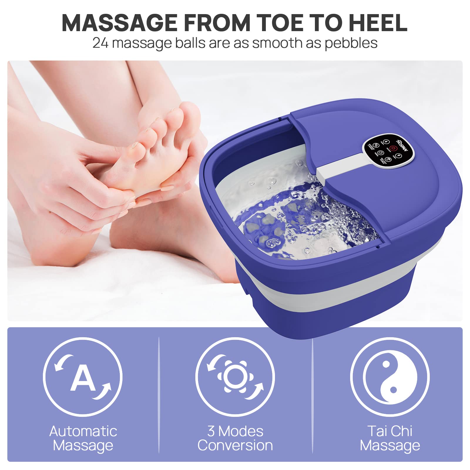 HOSPAN bubble massage foot spa delivers soothing soak and relief.