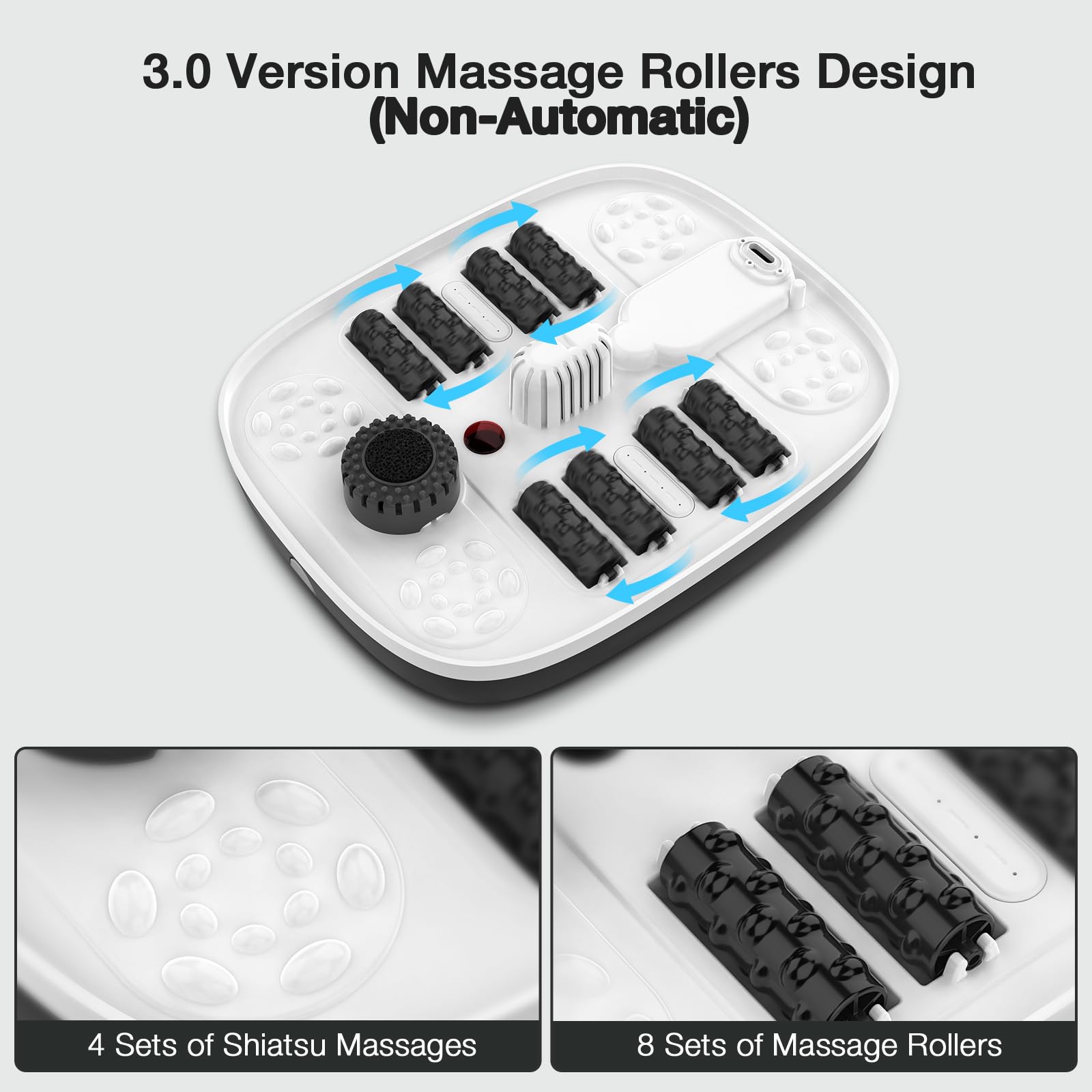 HOSPAN foot spa heat bubble red light demonstrates soothing warmth and gentle bubbles for relaxation.