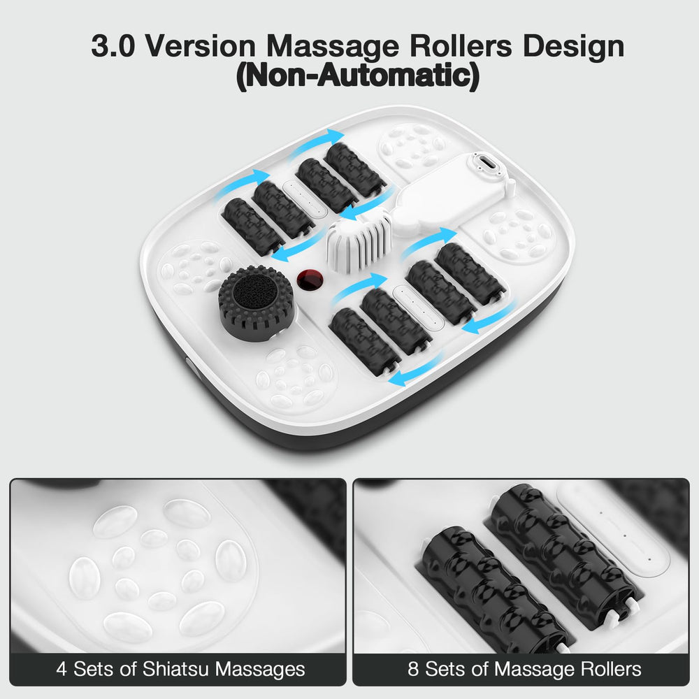 HOSPAN foot spa heat bubble red light demonstrates soothing warmth and gentle bubbles for relaxation.