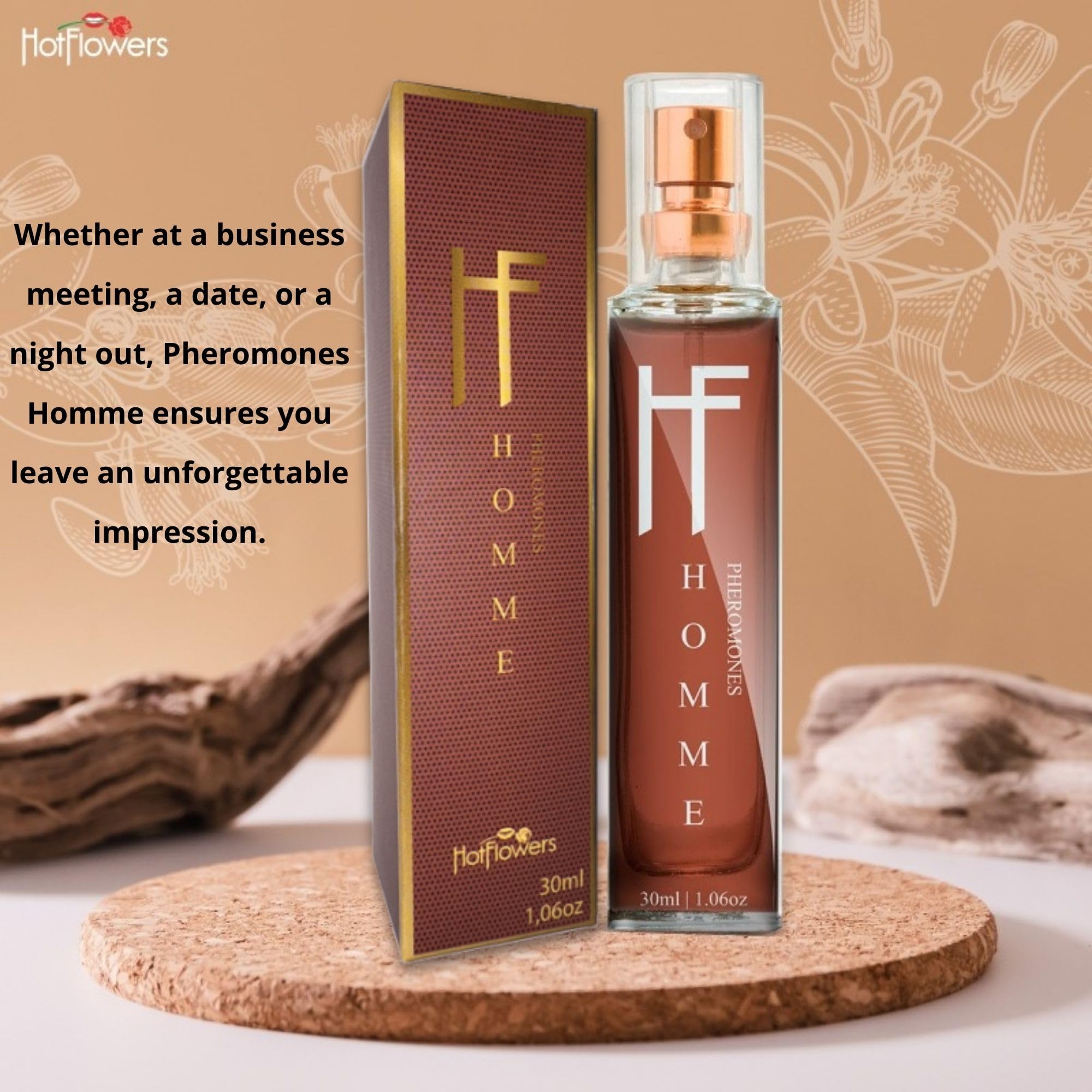HOT FLOWERS packaging box highlights premium presentation for gifting or personal use.
