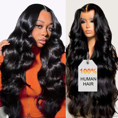 HOT STAR 13x6 body wave wig front view with natural hairline and volume