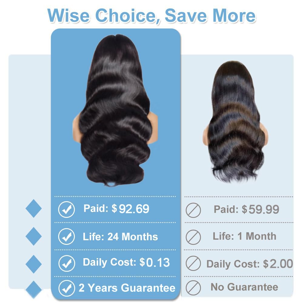 HOT STAR 13x6 body wave wig side view showing seamless lace