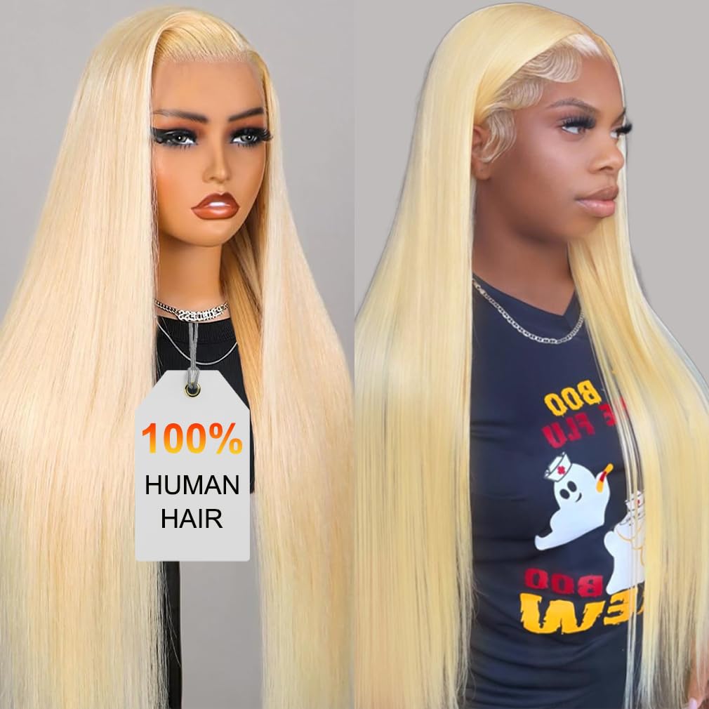 Hot Star 613 front lace wig bleached blonde for seamless blend.