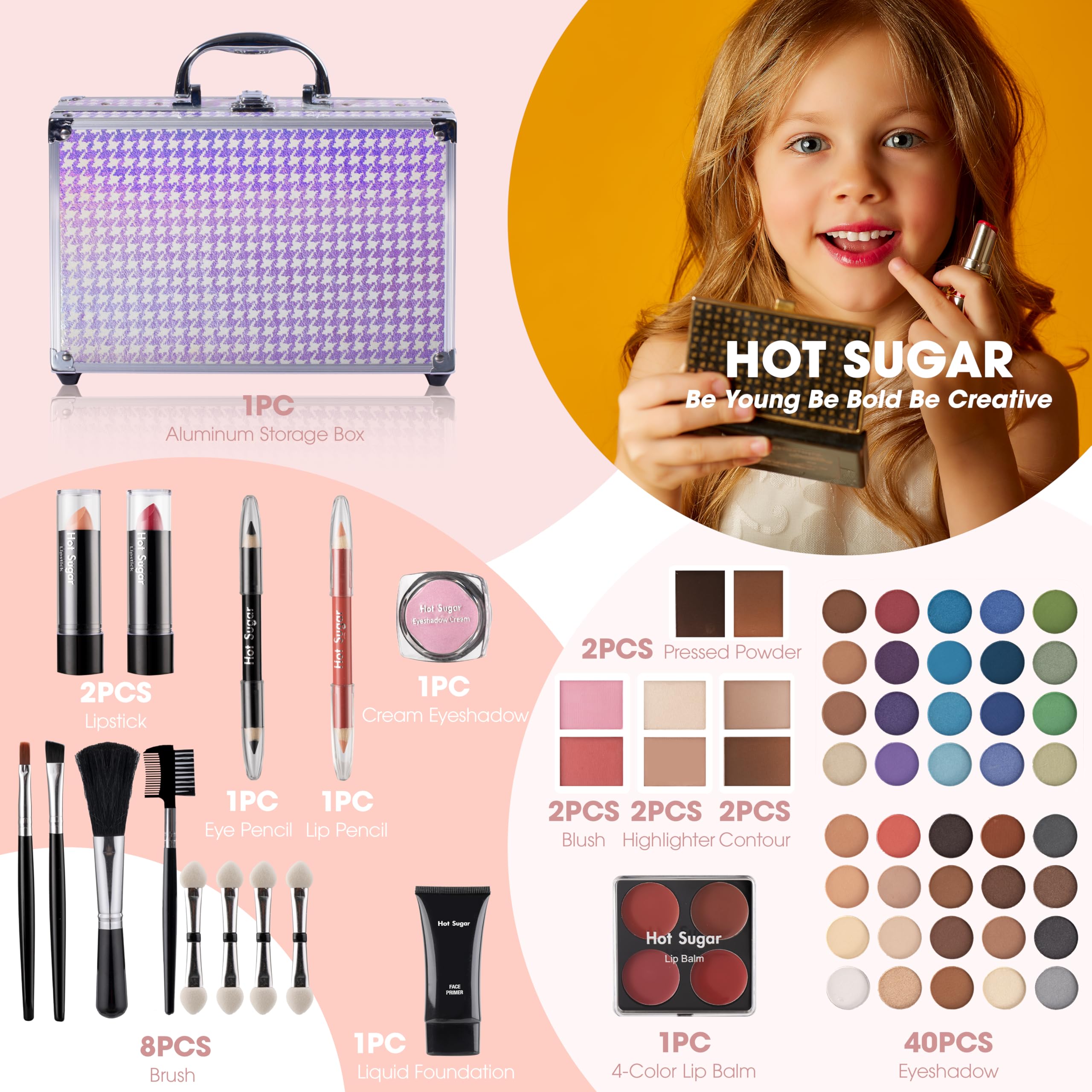 Hot Sugar 40-color eyeshadow palette for versatile, vivid eye looks.