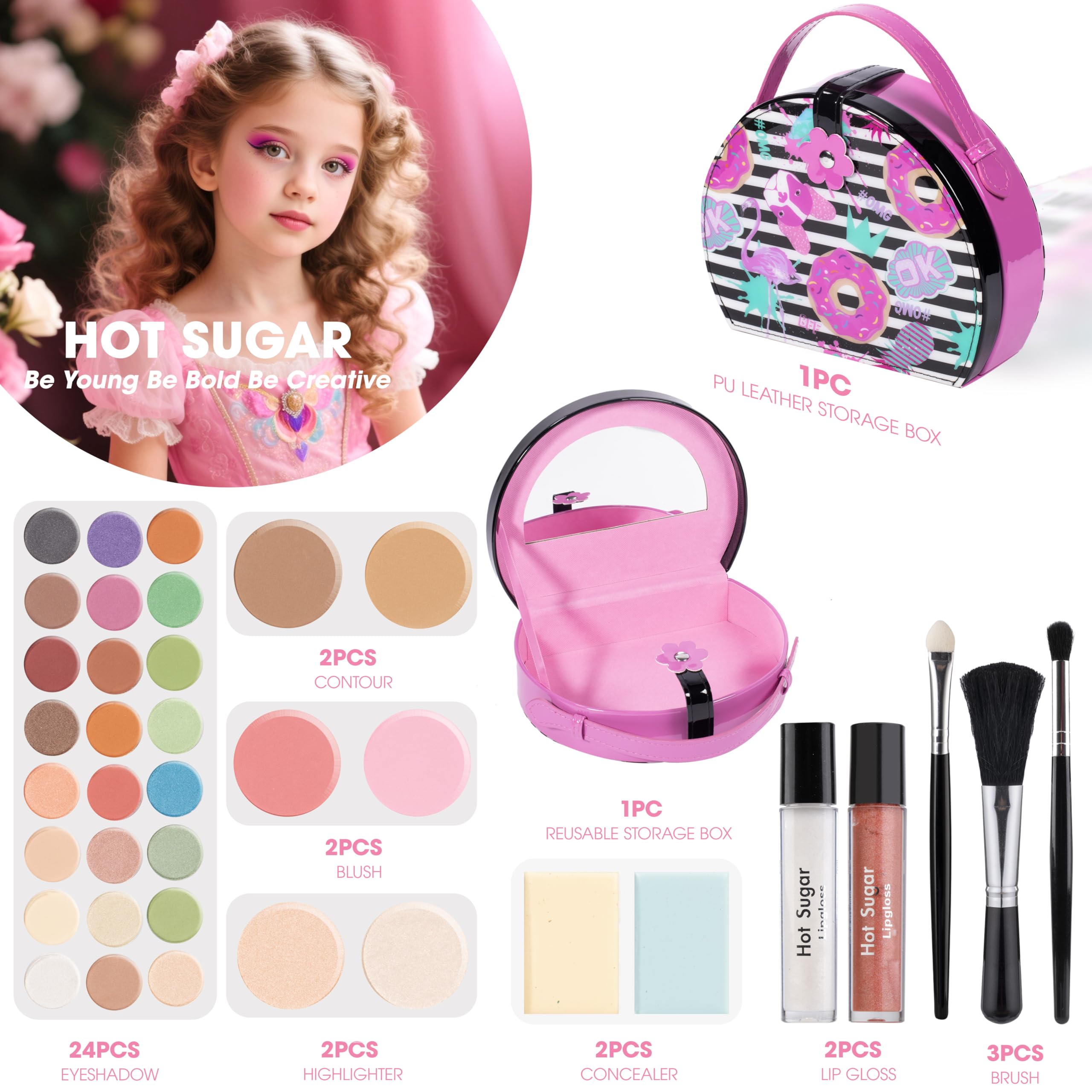 Hot Sugar lip glosses provide subtle shine for gentle beauty play.