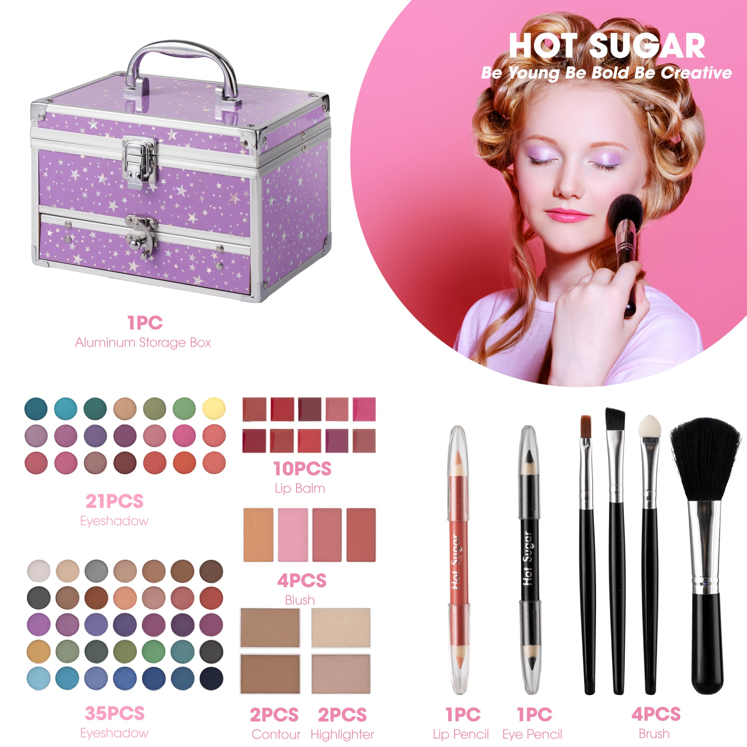 Hot Sugar lip gloss collection in compact kit with lasting shine