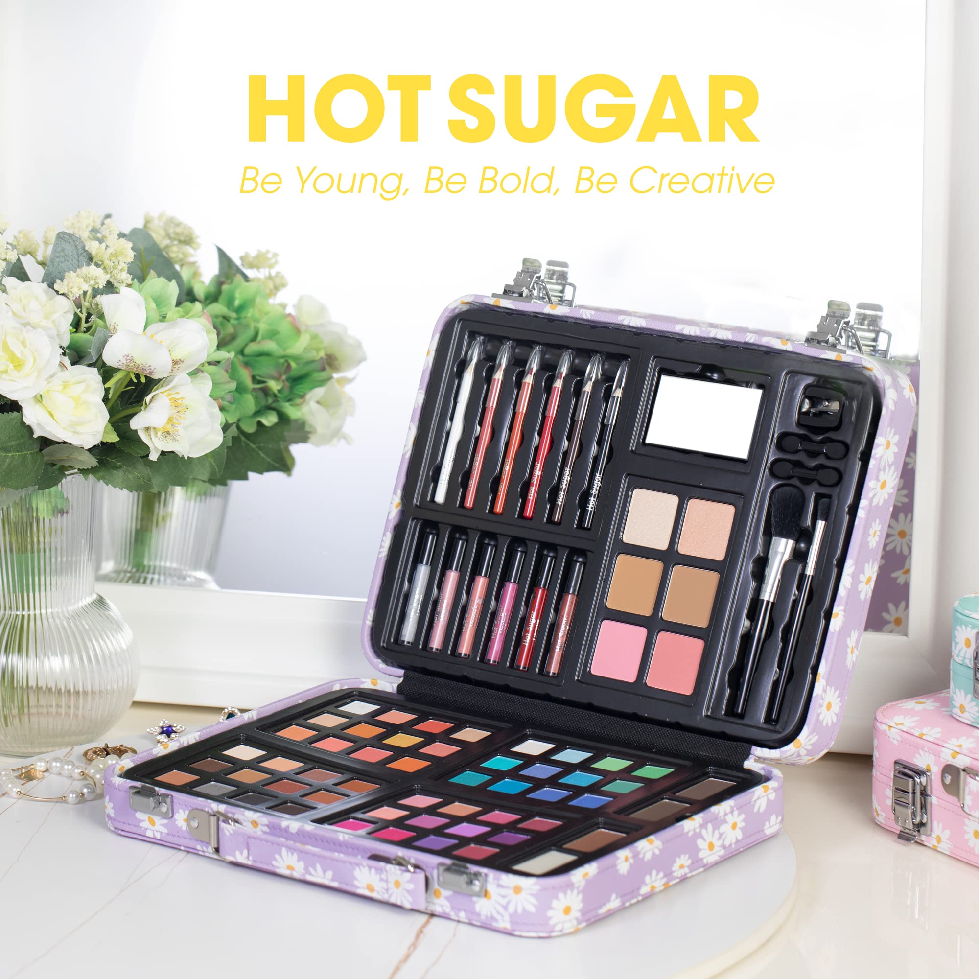 Hot Sugar makeup kit features 6 lip glosses for shine and color.