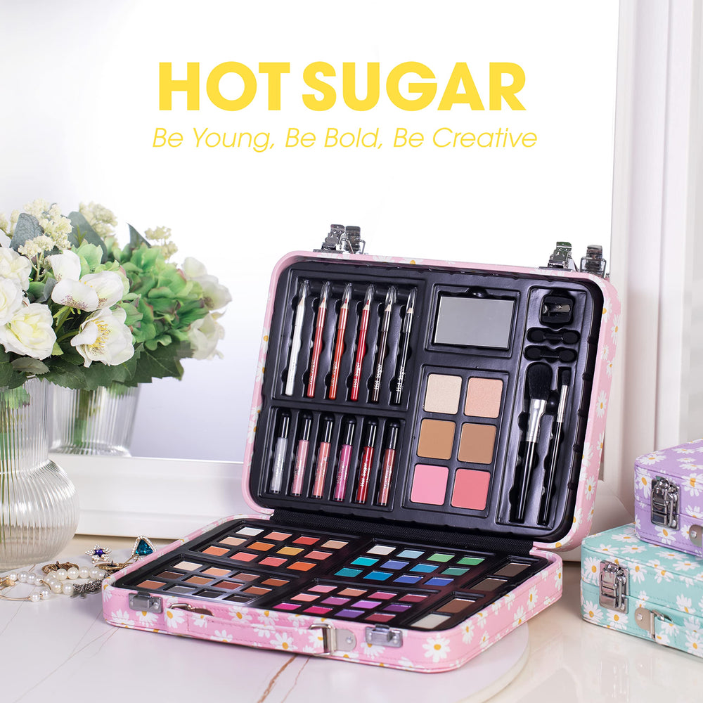 Hot Sugar blush, highlighters, contour and bronzer add subtle dimension.
