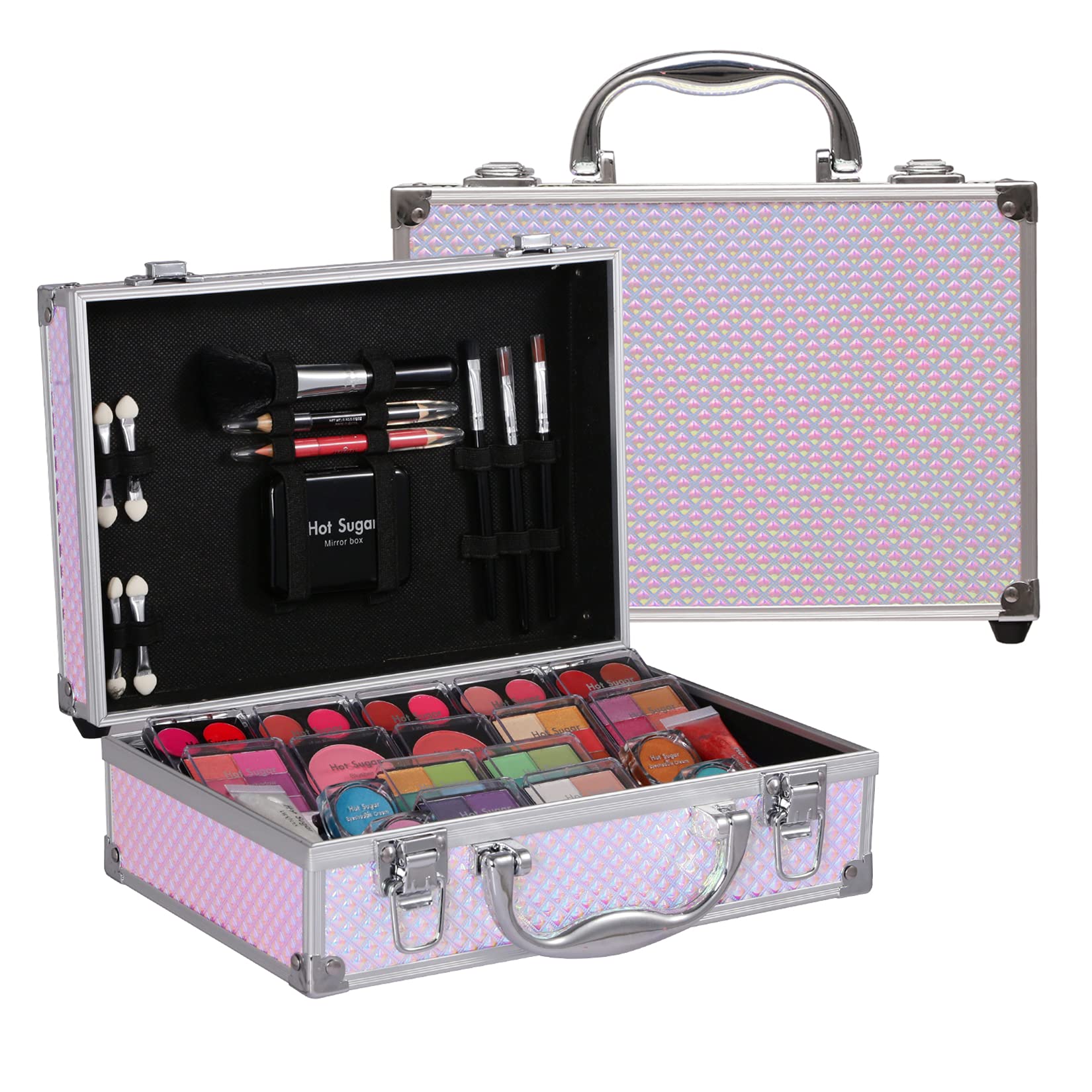Hot Sugar makeup kit with mermaid glitter case for organized beauty on the go.