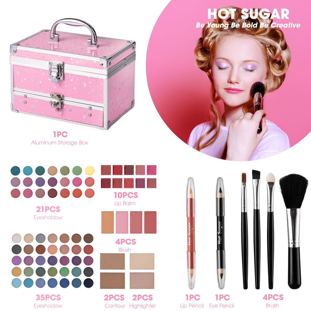 Hot Sugar teen makeup kit lip gloss swatch highlighting shiny, playful finishes.