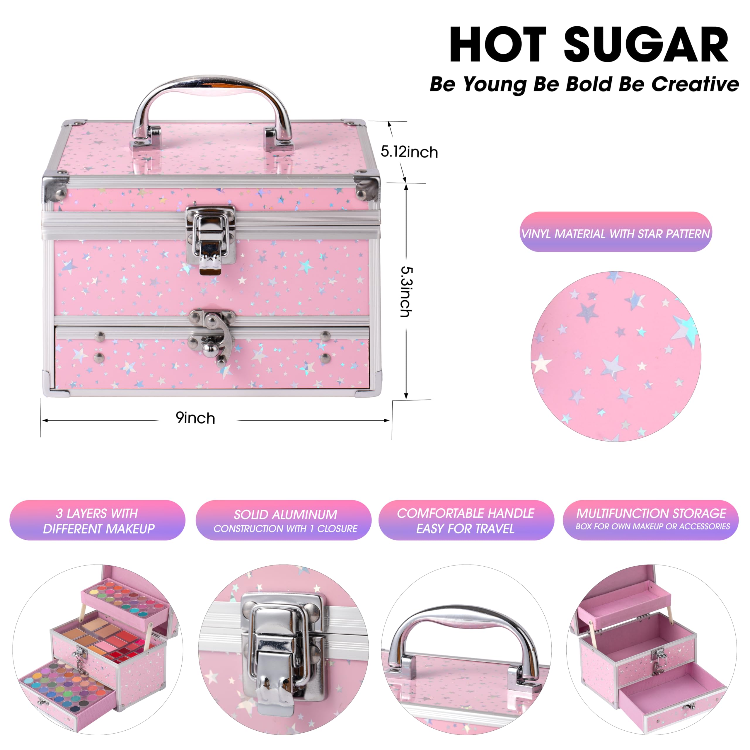 Hot Sugar teen makeup kit palette close-up showing rich pigments for daily looks.