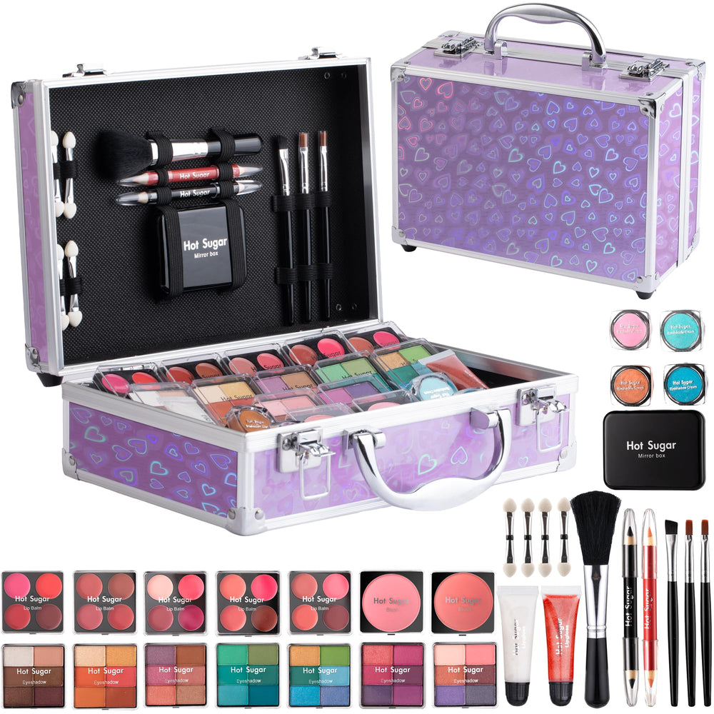 Hot Sugar teen makeup kit travel case in aluminum frame for durable storage