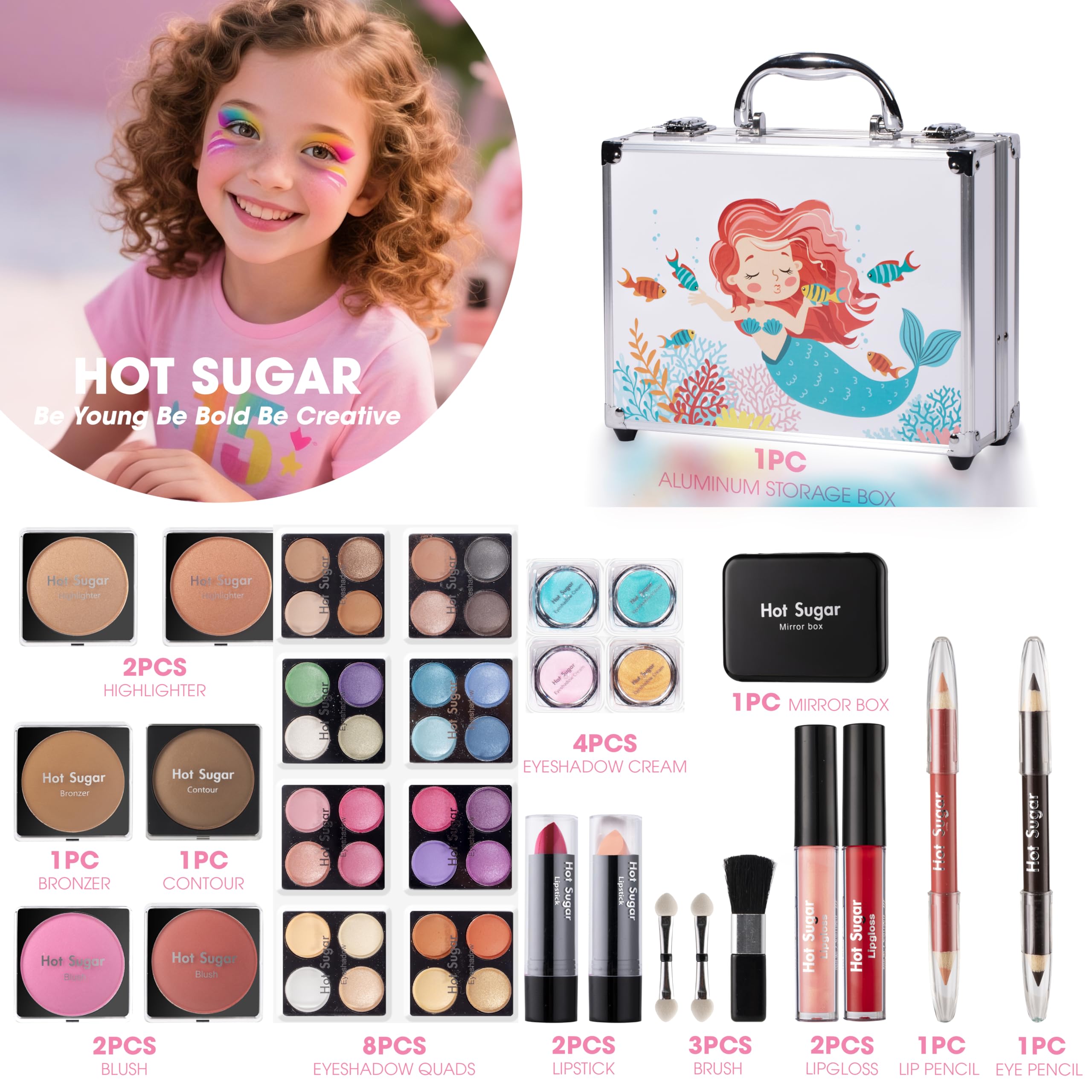 Hot Sugar Mermaid Train Case Blush set for rosy cheeks during pretend play.