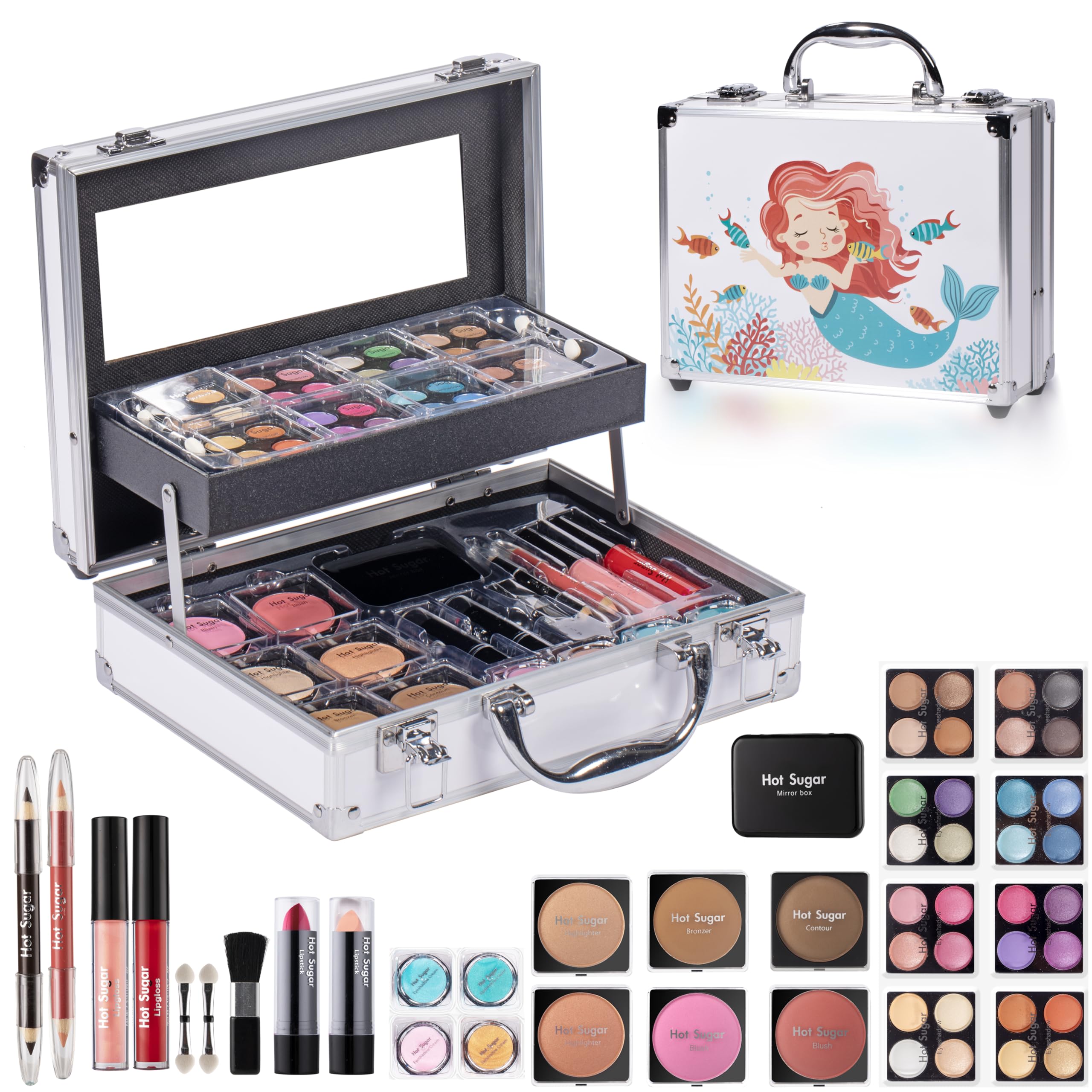 Hot Sugar Mermaid Train Case Eyeshadow Palette for kids, safe and creative play.
