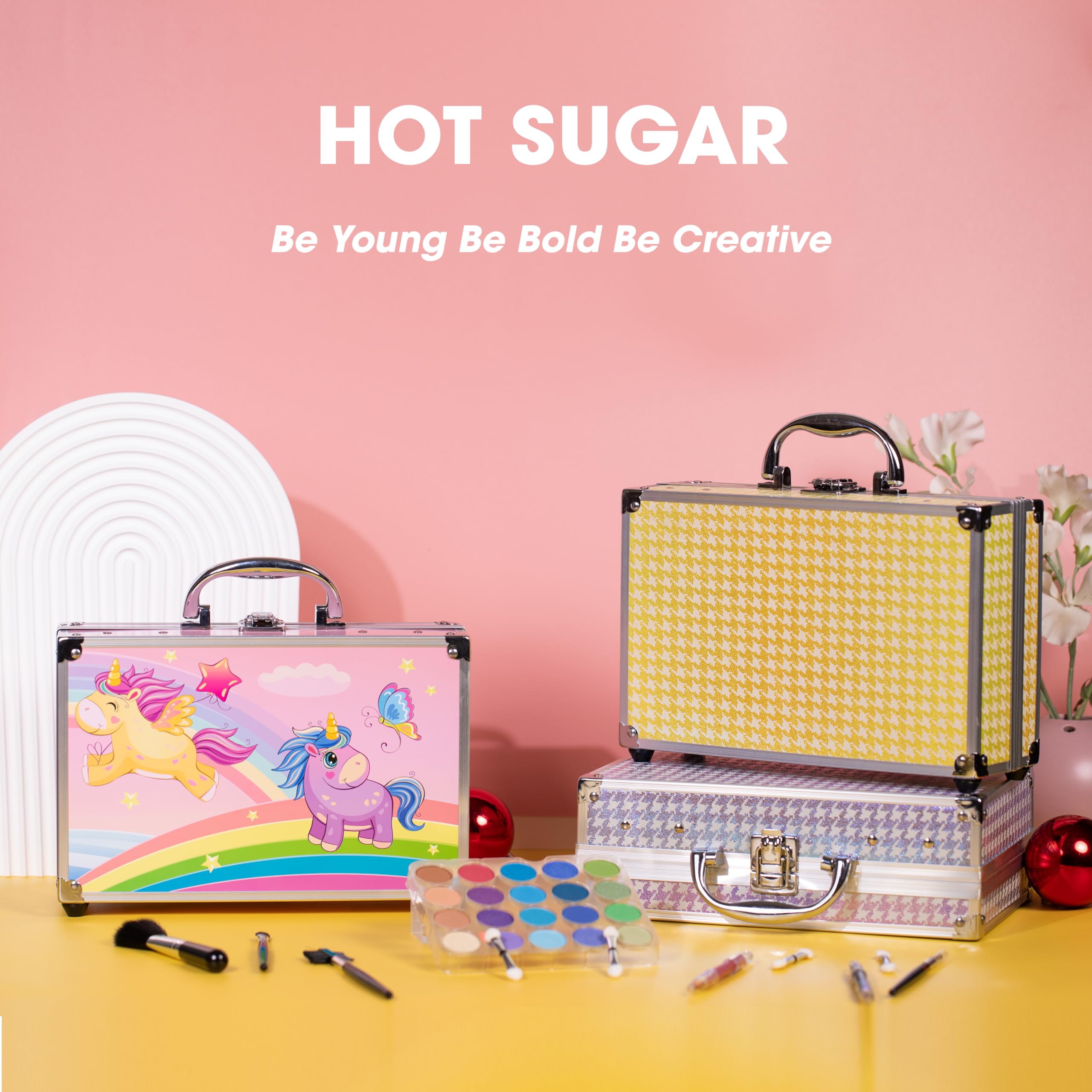 Hot Sugar portable aluminum case keeps cosmetics organized while traveling.