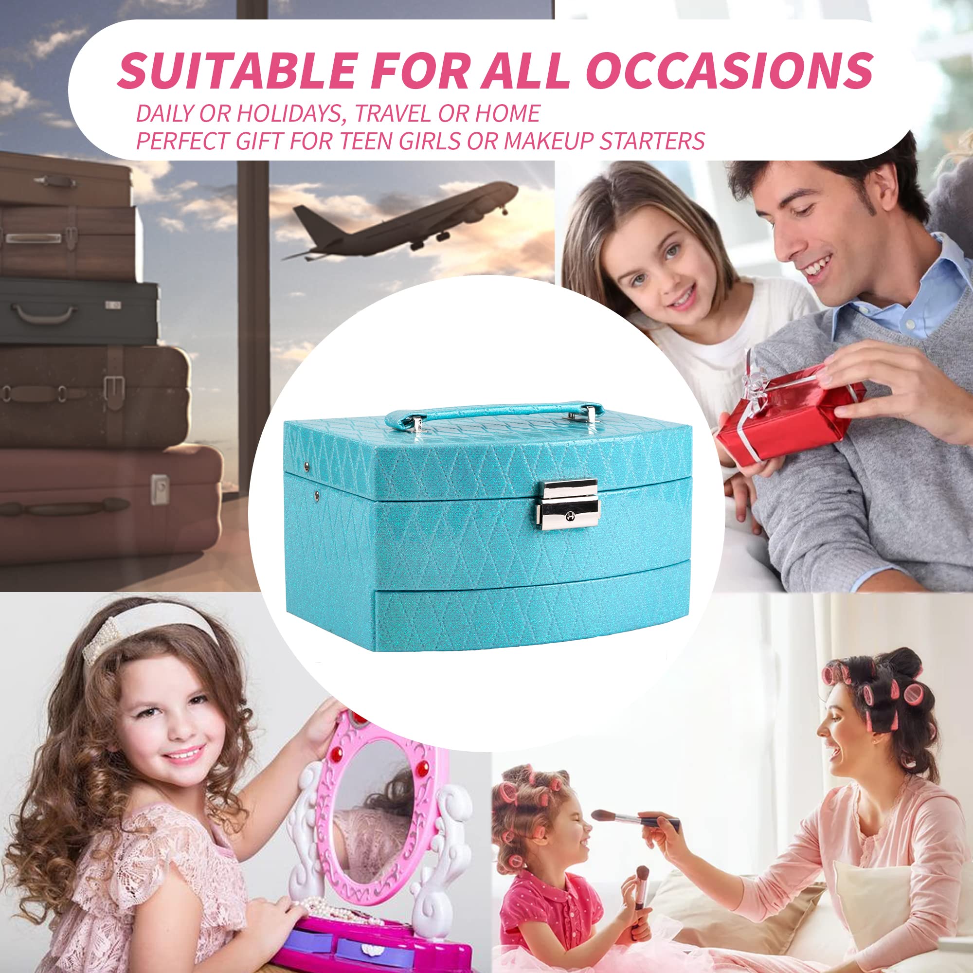 Hot Sugar reusable train case blue, durable storage to organise brushes and cosmetics.