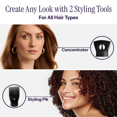 Hot Tools Pro Artist 2100 Ionic Turbo Dryer concentrator attachment focuses airflow for smooth sections.