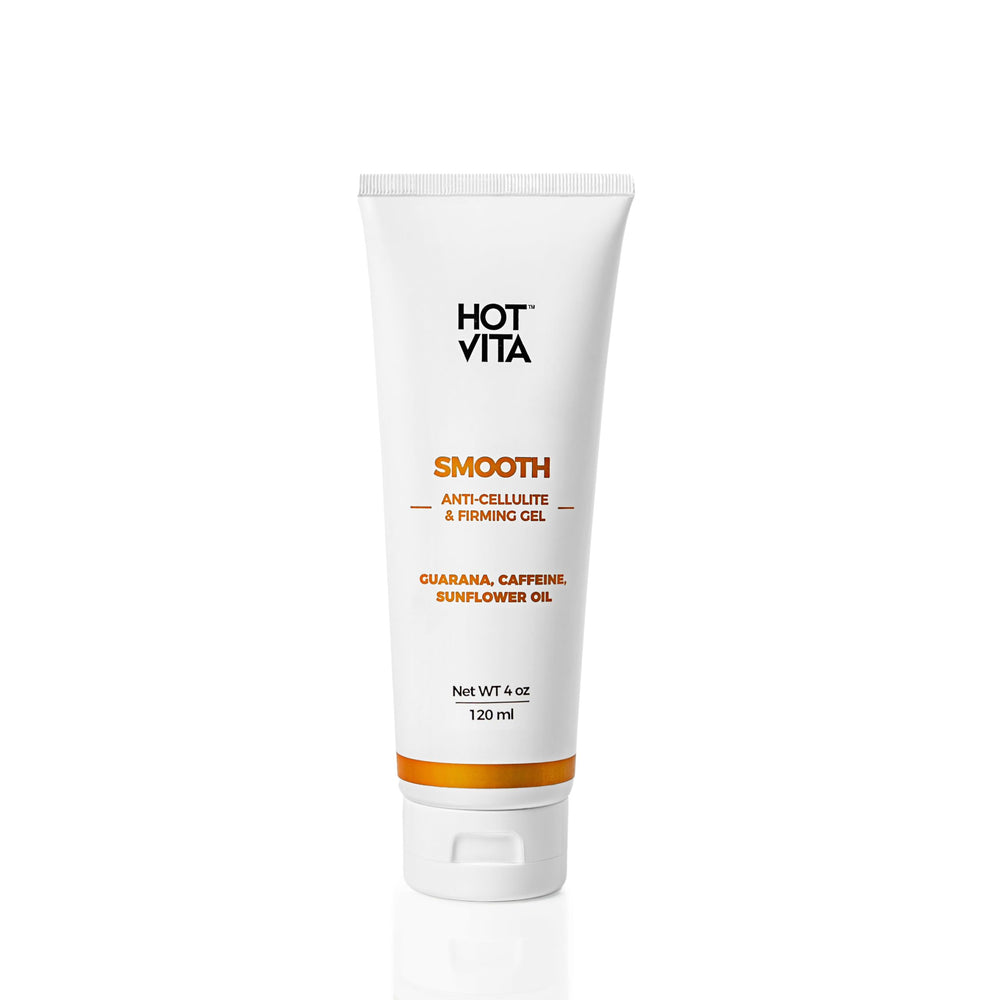 Hot Vita Smooth Body Gel bottle closeup showing sleek design for daily hydration.