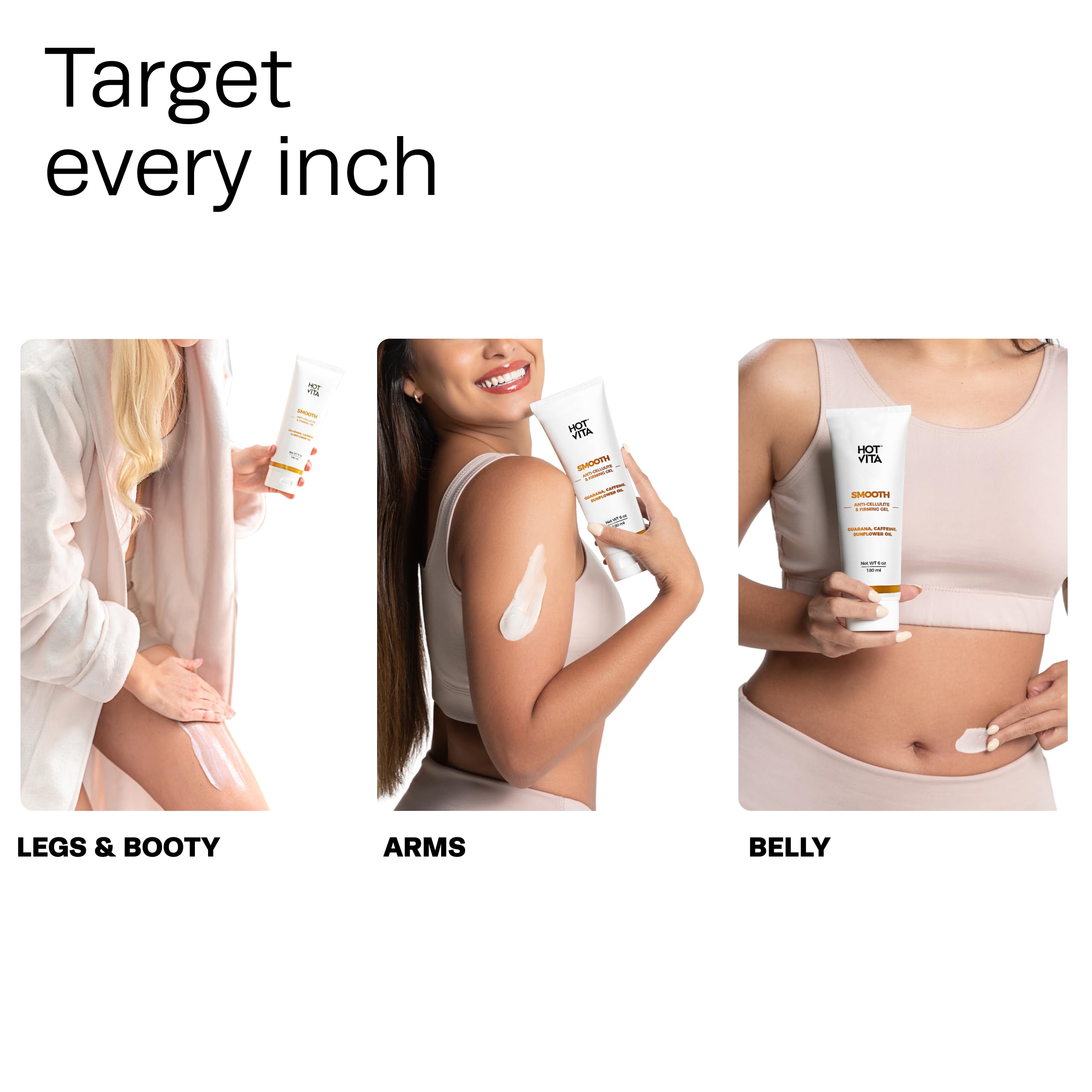 Hot Vita Smooth Body Gel on the arms highlights even texture and toning-looking skin.