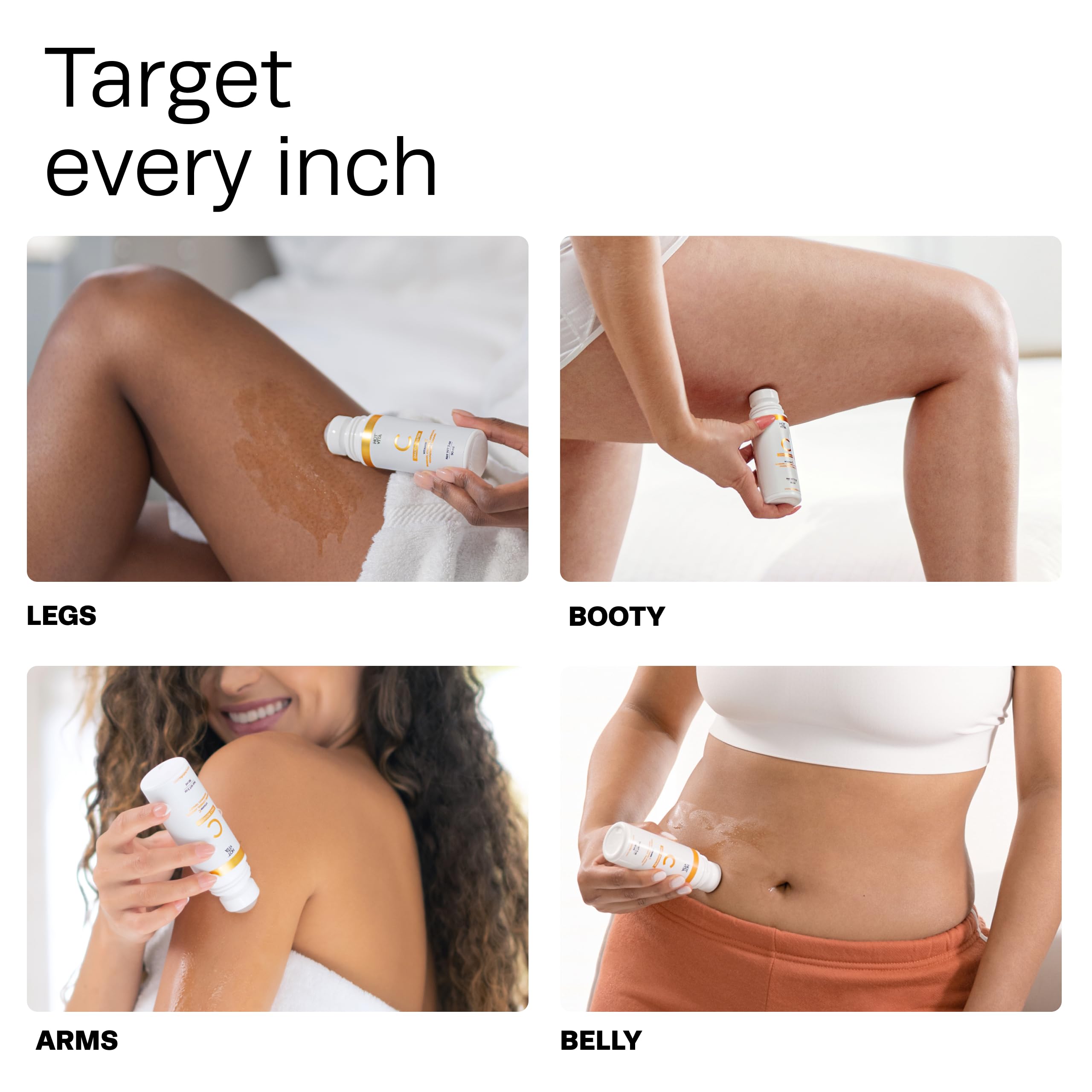 Hot Vita Vitamin C Body Oil applied to arm for smoother skin.