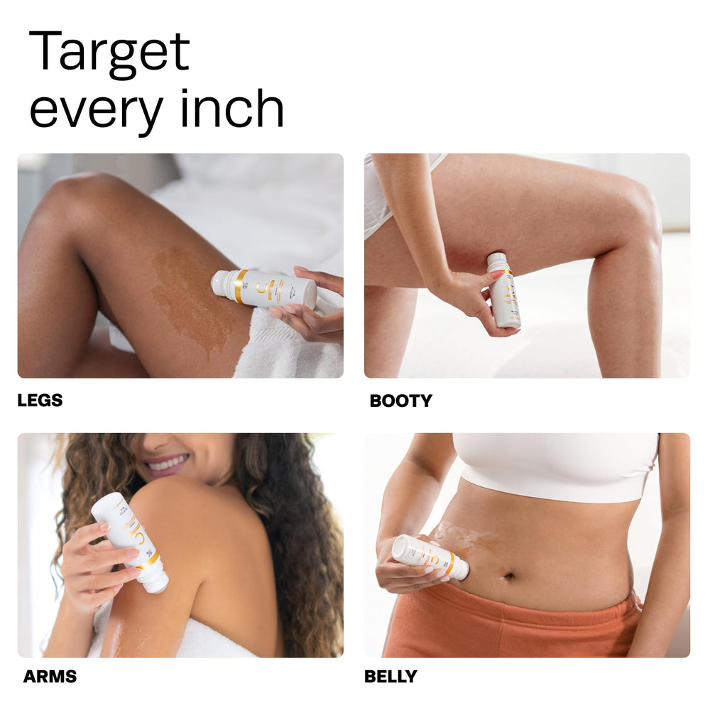 Hot Vita Vitamin C Body Oil applied to arm for smoother skin.