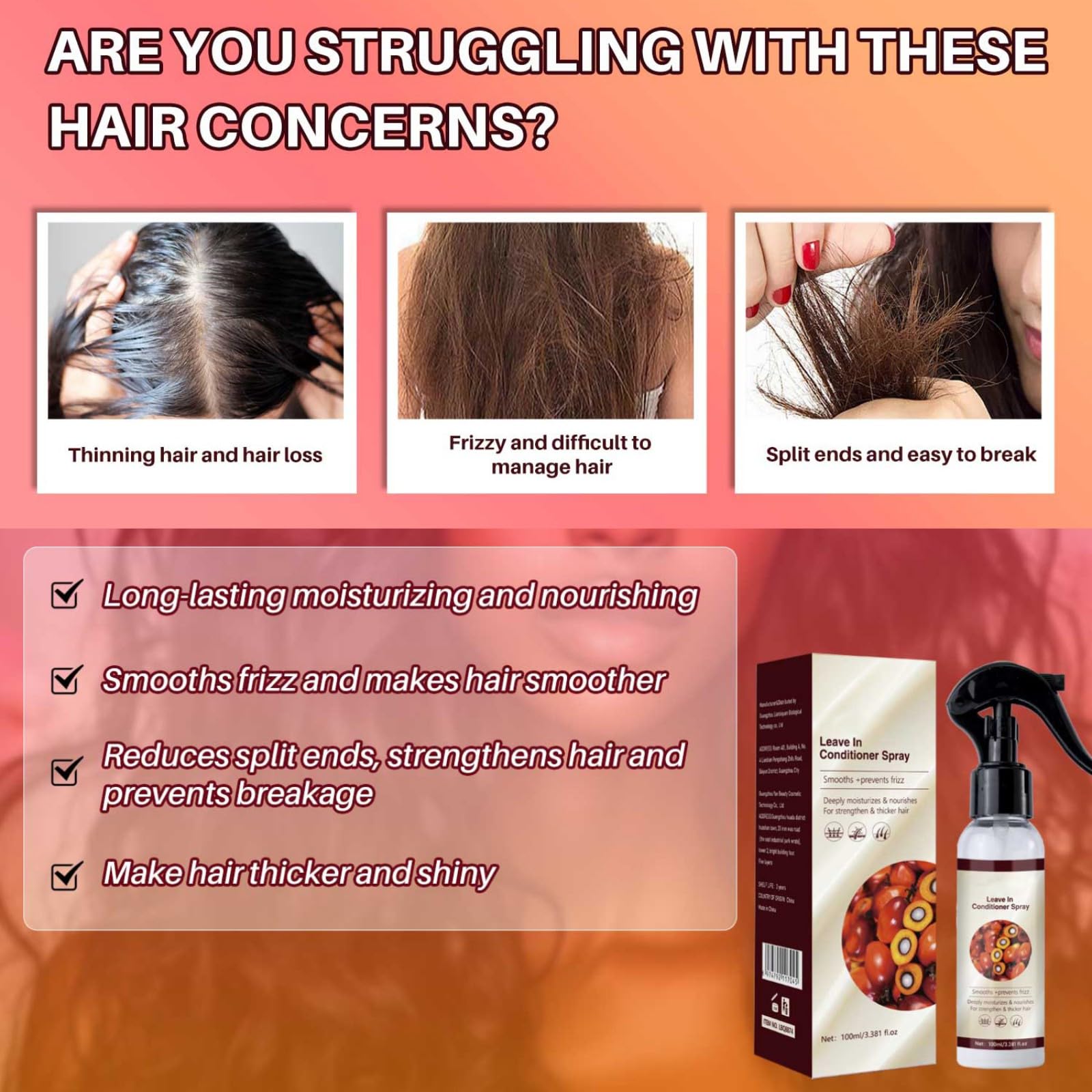 Close-up of the spray being applied evenly from roots to ends on hair