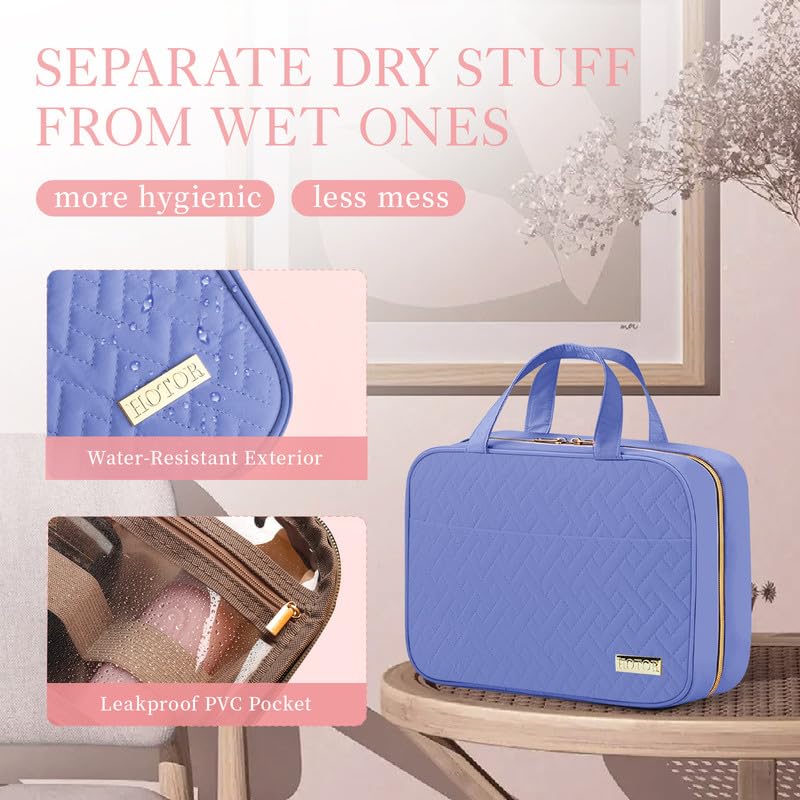 HOTOR Travel Toiletry Bag elastic bottle straps keep bottles upright and spill free