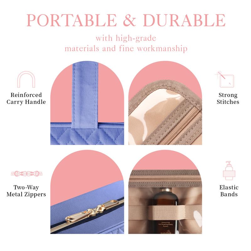 HOTOR Travel Toiletry Bag grab handle enables easy carrying between locations