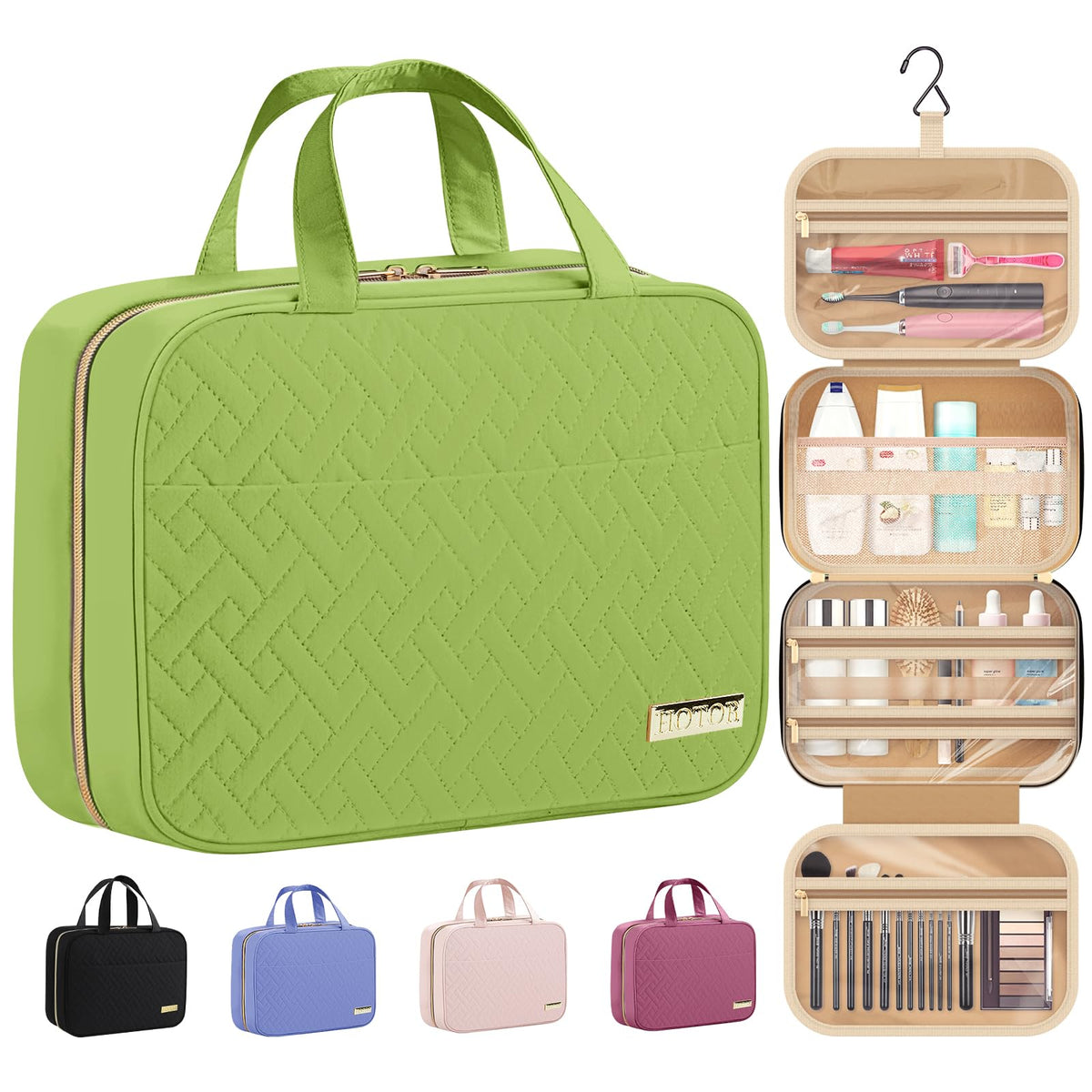 HOTOR travel toiletry bag with hanging design keeps essentials accessible on the go