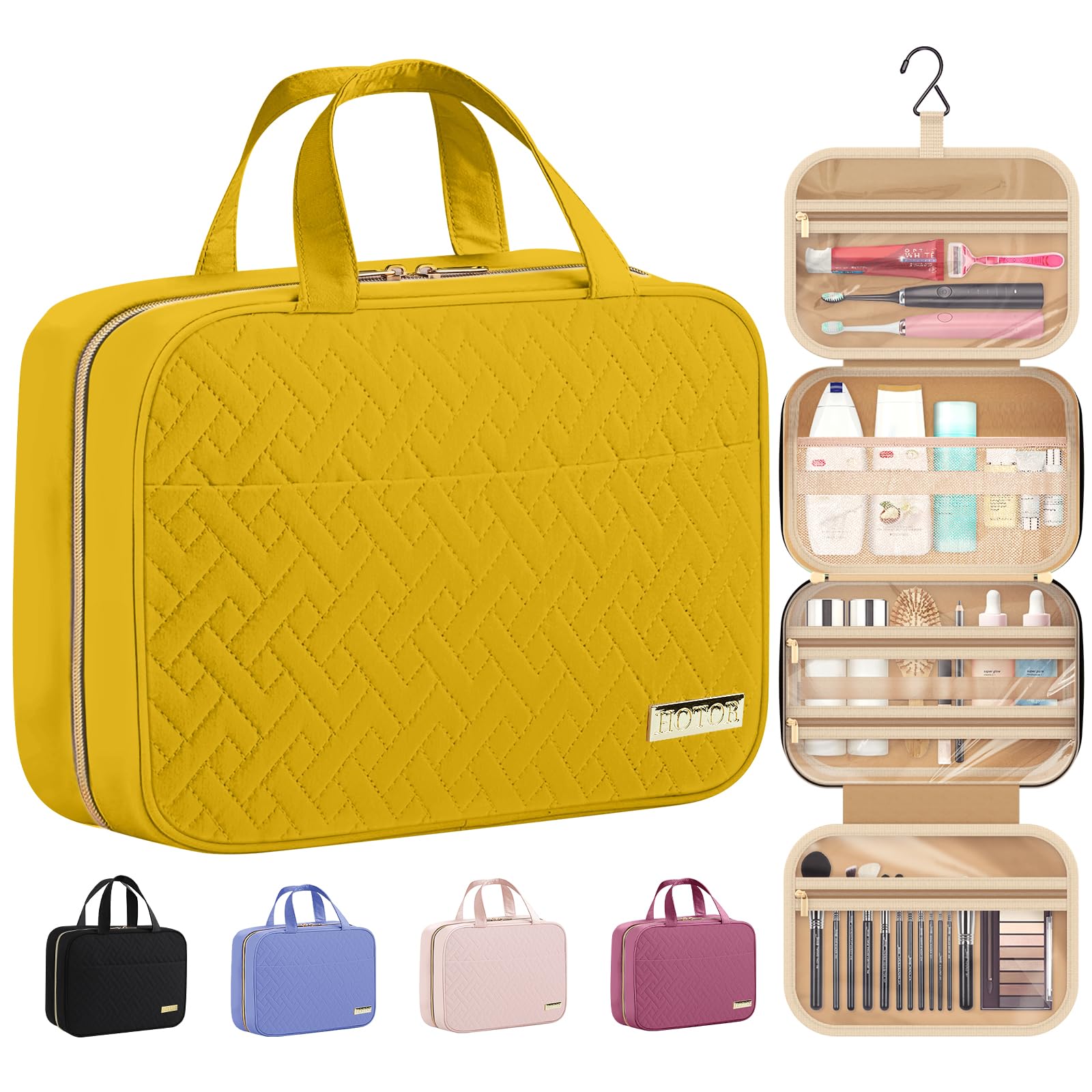 HOTOR travel toiletry bag with hanging design keeps essentials within reach