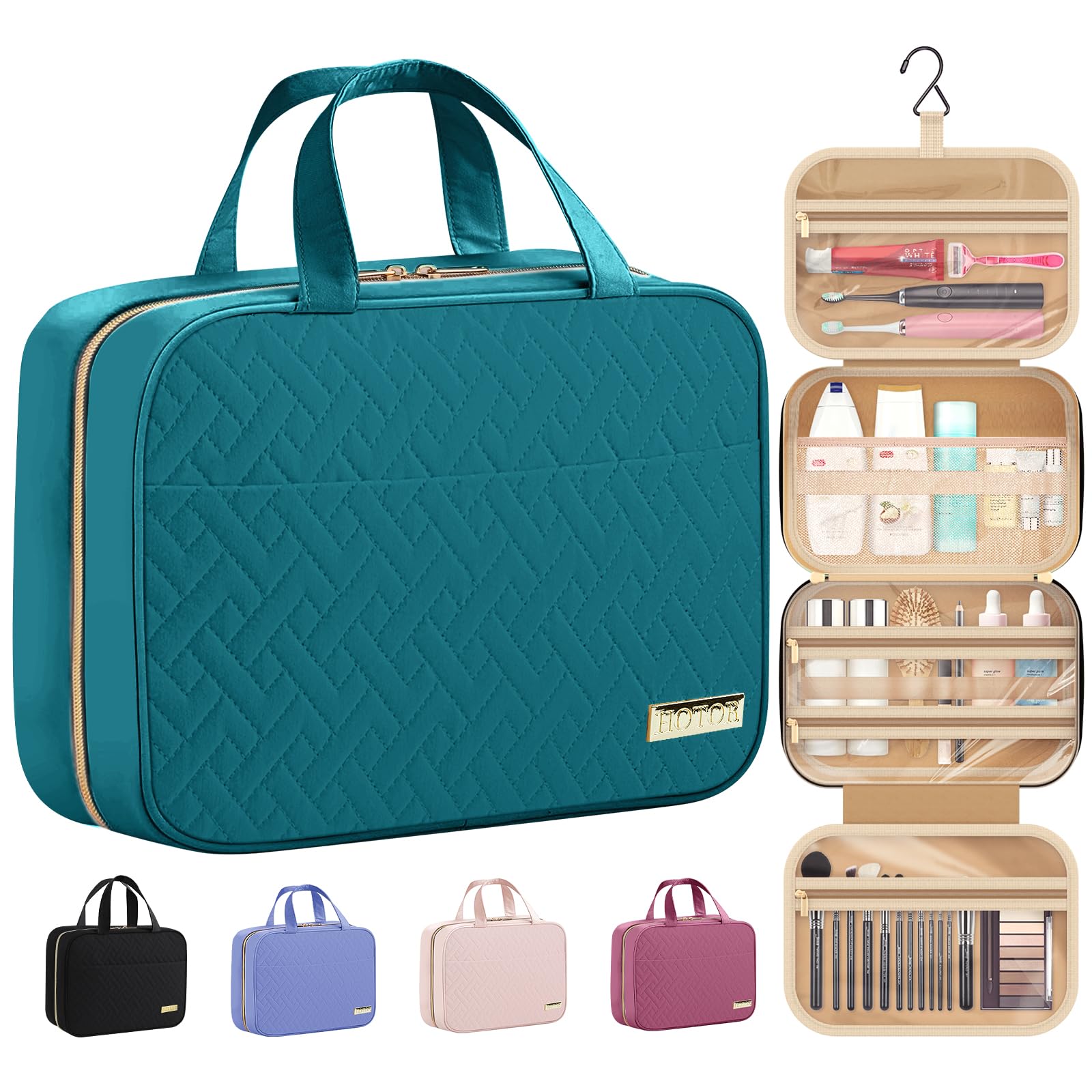 Hotor travel toiletry bag with hanging hook keeps essentials organized on the go.