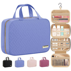 HOTOR Travel Toiletry Bag hanging shows organized storage for easy bathroom access