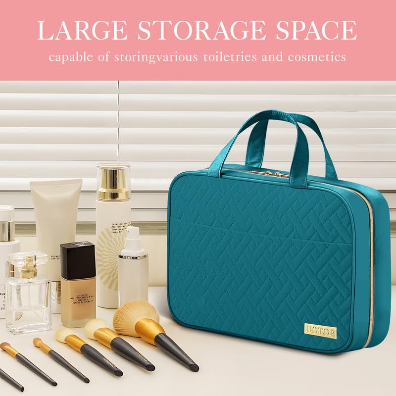 Hotor bag opened to reveal spacious, zippered compartments for quick access.