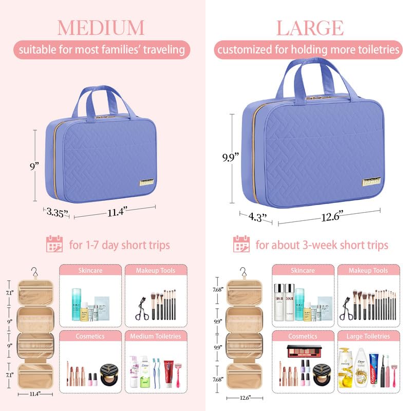 HOTOR Travel Toiletry Bag transparent pockets offer quick item access during packing