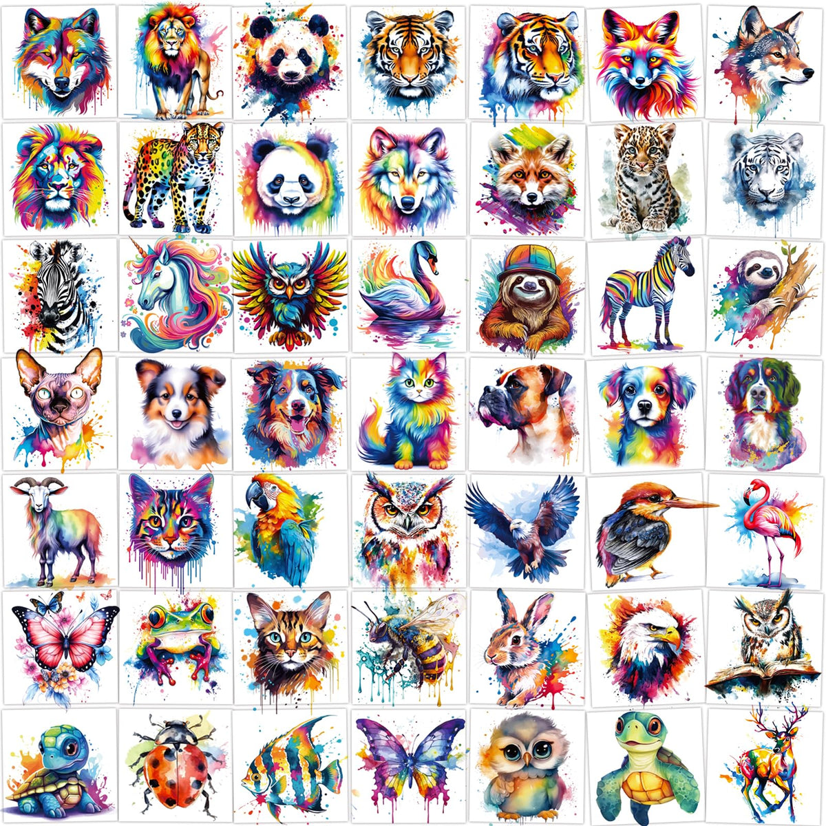 Hotoyannia watercolor animals tattoos pack for party-ready fun on skin.